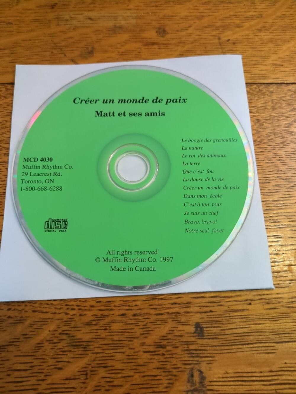 Créer un monde de paixMatt et ses amis Cd Disc Only